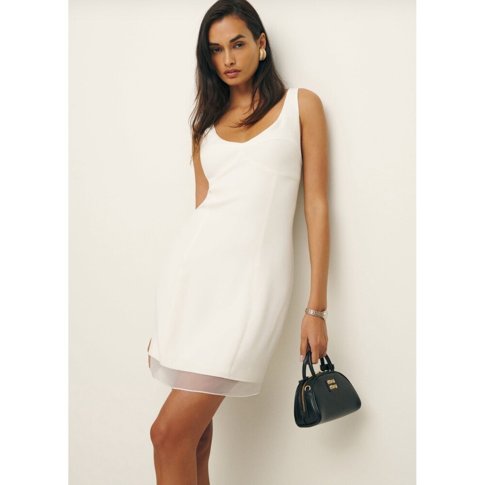 $248 Reformation Madina Cream Sweetheart Crepe Mini Dress Sleeveless Women’s 12